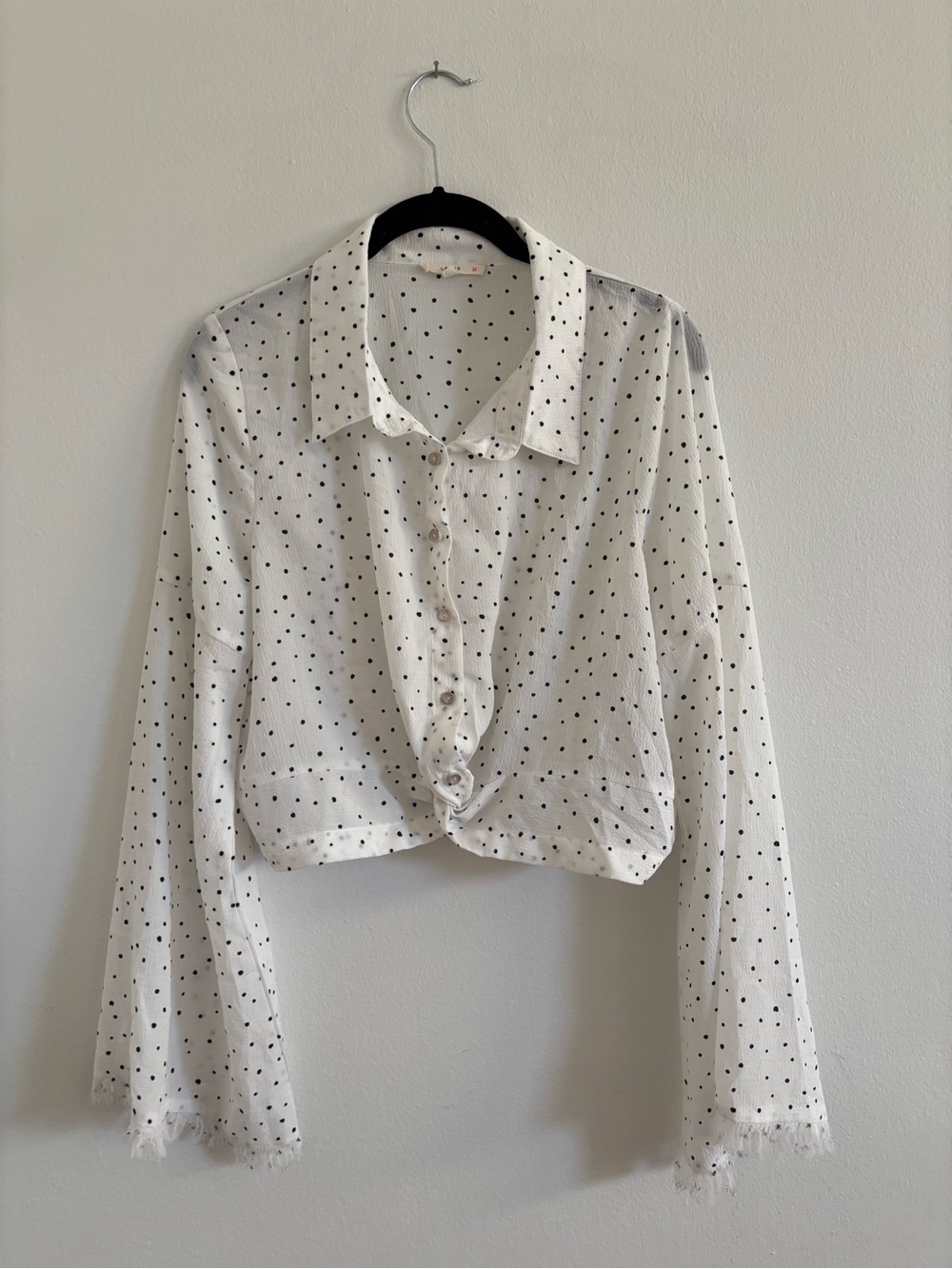 Le Lis White Blouse with Black Polka Dots
